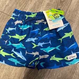 Flap Happy Kids Shark Adventure Shorts - Blue and Green